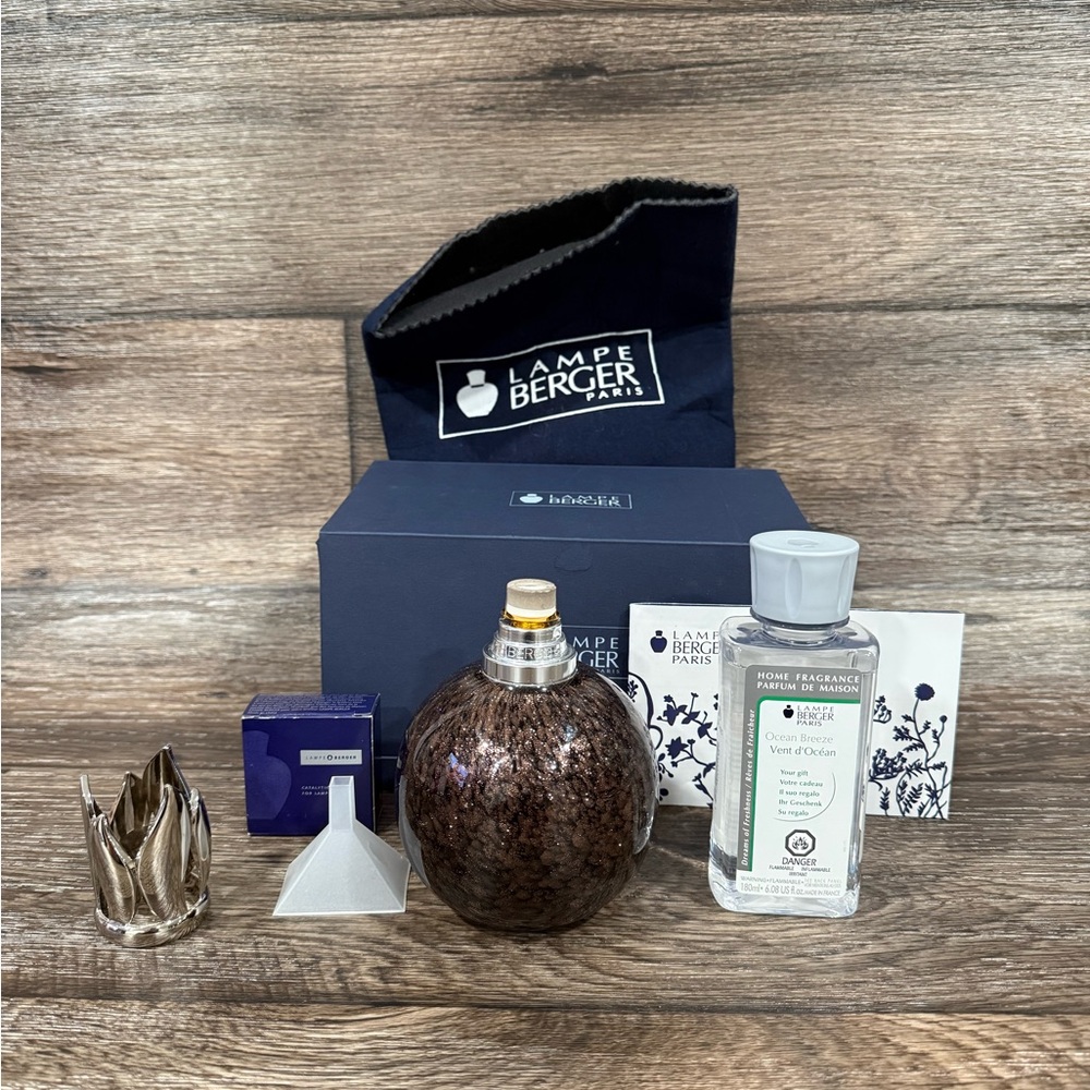 Black‎ Glimmering Sphere Fragrance Lamp by Lampe Berger NEW Open Box